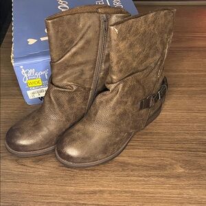 Jellypop Women's Brown Ankle Boots with Buckle